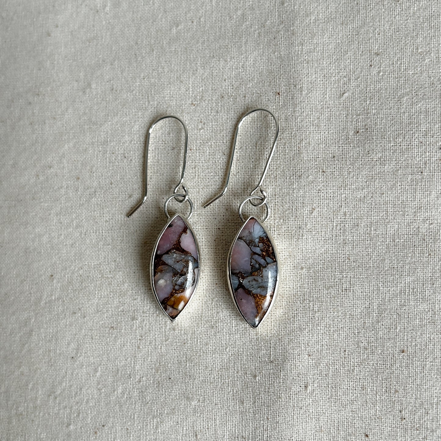 Pink Opal Copper Earrings