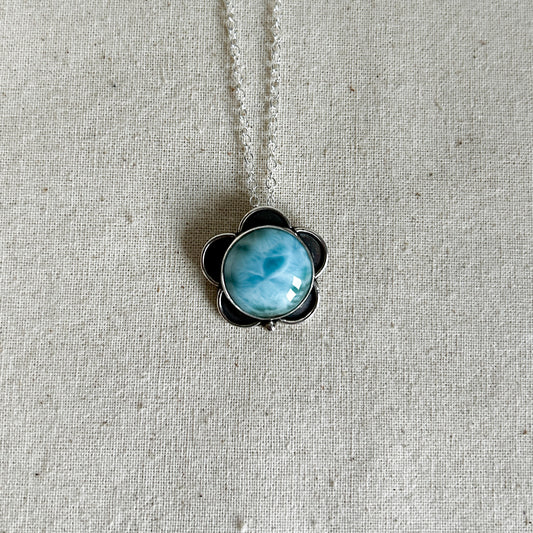 Larimar Flower Pendant