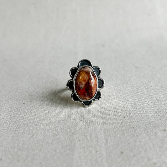 Fire Opal Silver Ring