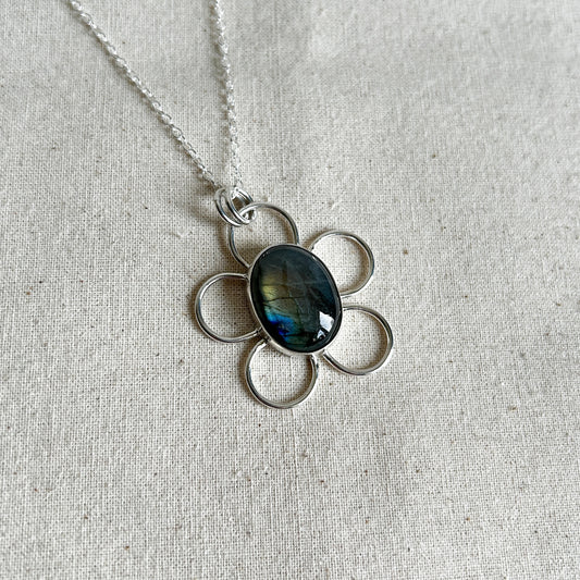 Labradorite Flower Pendant