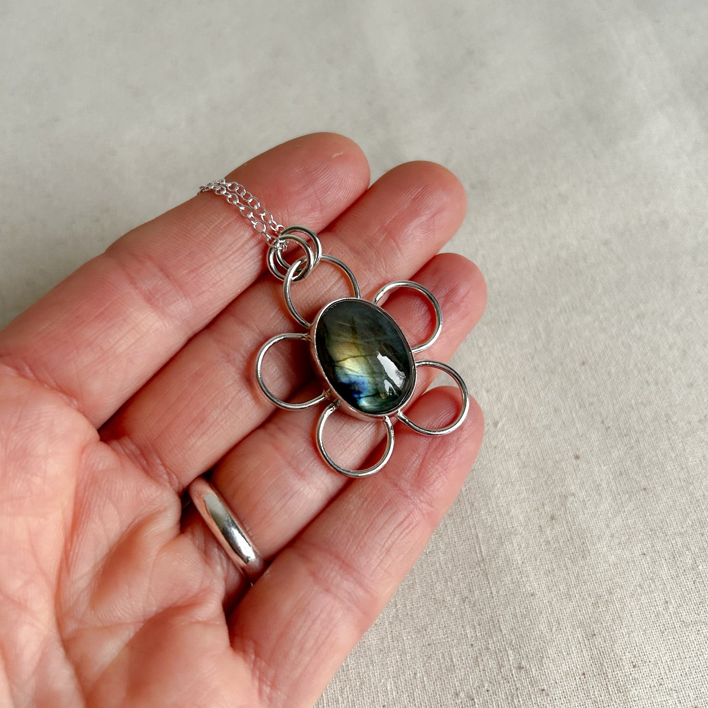 Labradorite Flower Pendant