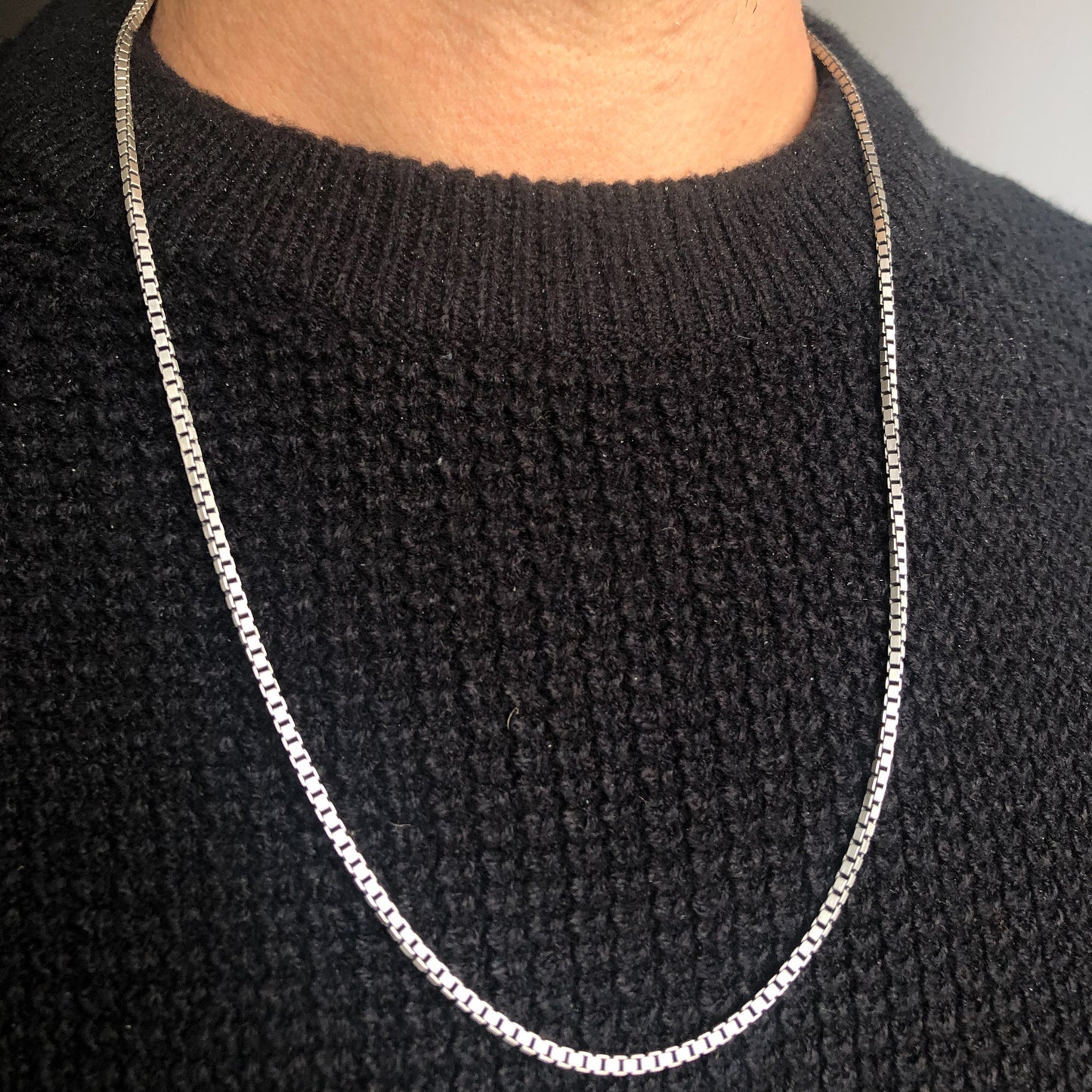 Sterling Silver Men's Box Chain Necklace