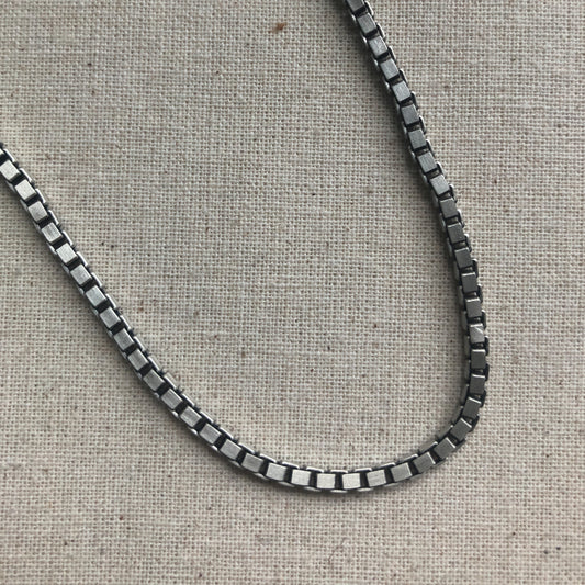 Sterling Silver Men's Box Chain Necklace