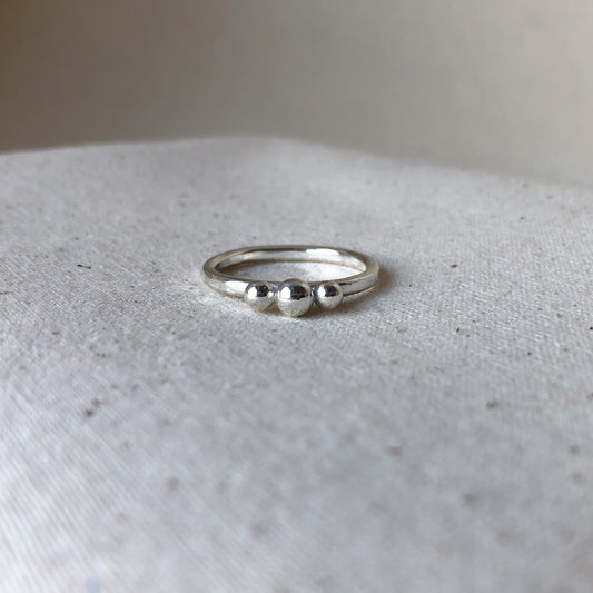 Silver Ring With Three Orbs on Top