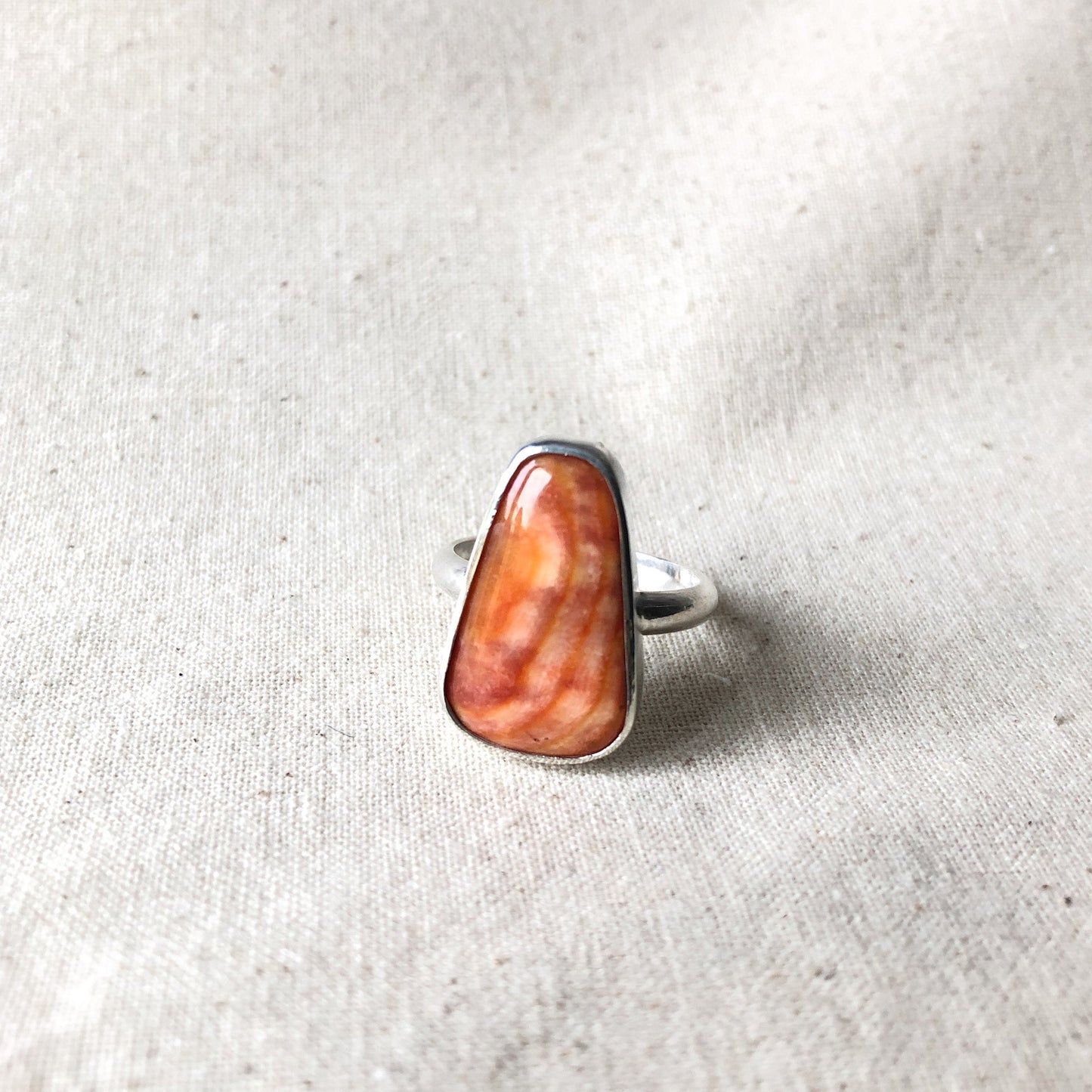 Banded Carnelian Agate Ring in Sterling Silver 