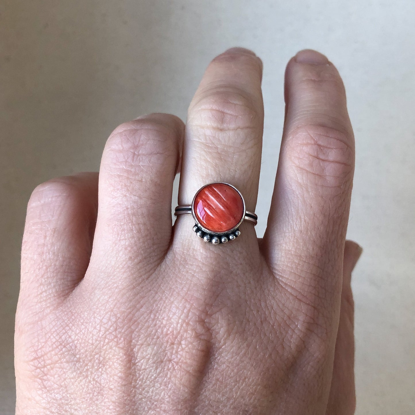 Argentium Ring With Carnelian Agate Gemstone