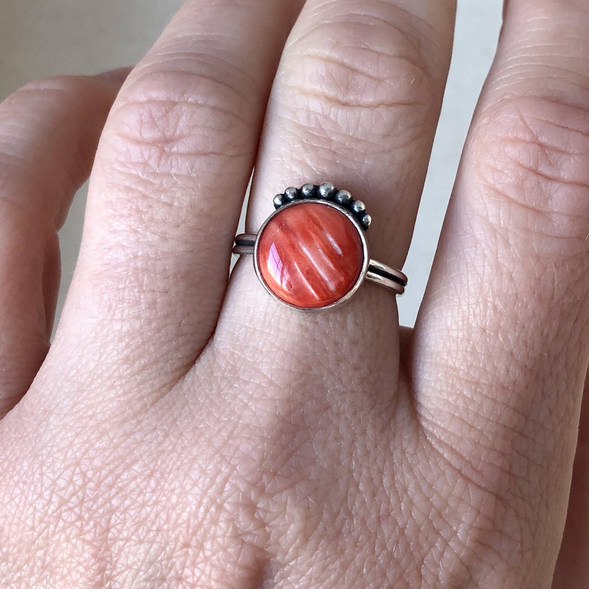 Red Carnelian Agate Ring in Argentium 