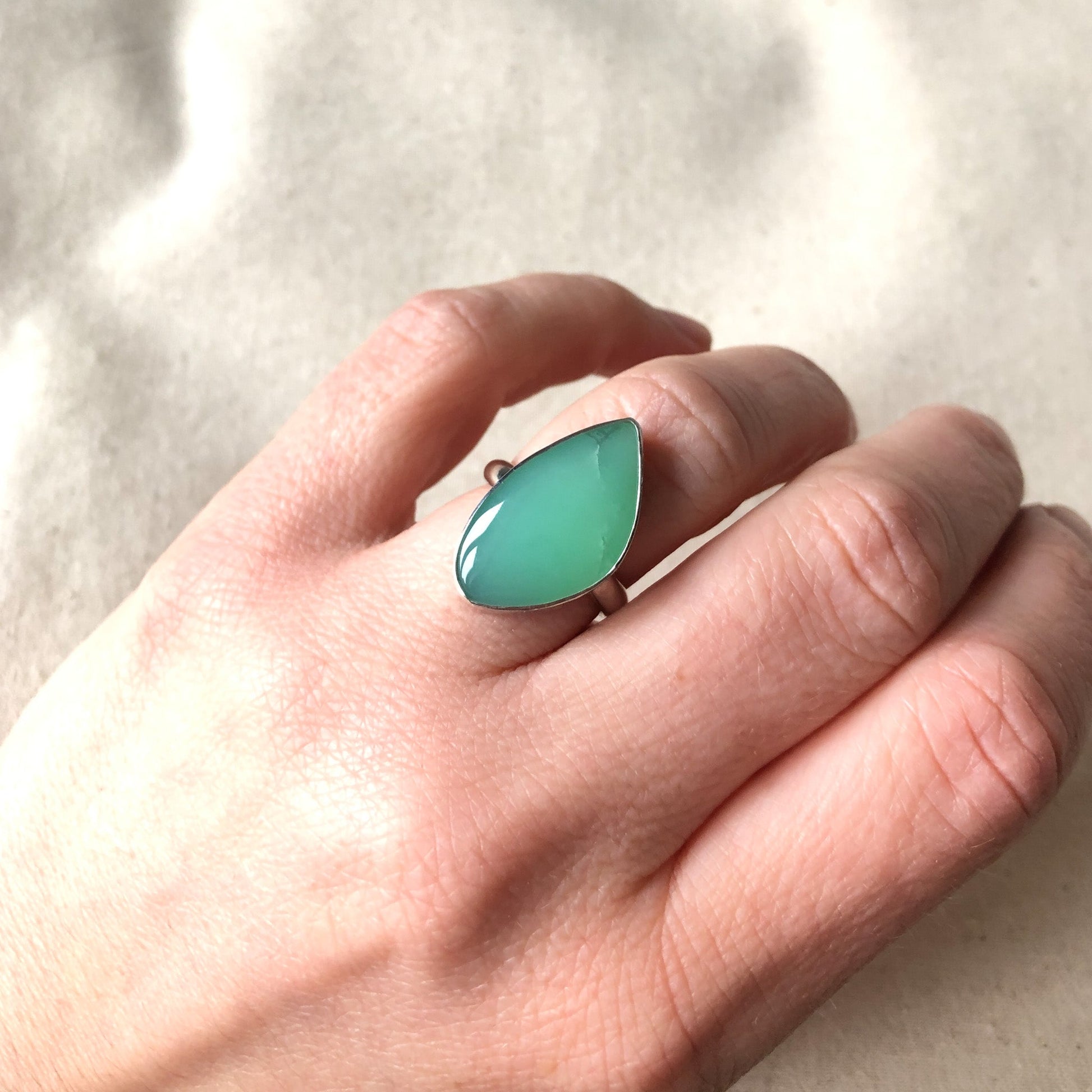 Handmade Statement Ring With Chrysoprase Gemstone