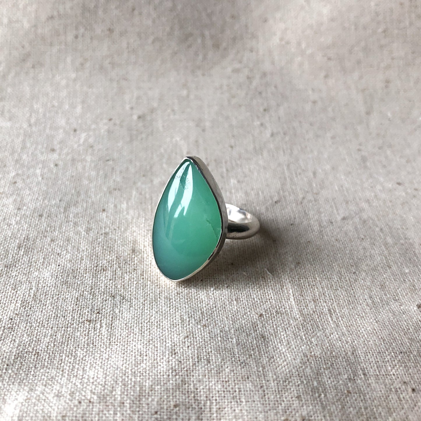 Sterling Silver Statement Ring With Chrysoprase Gemstone