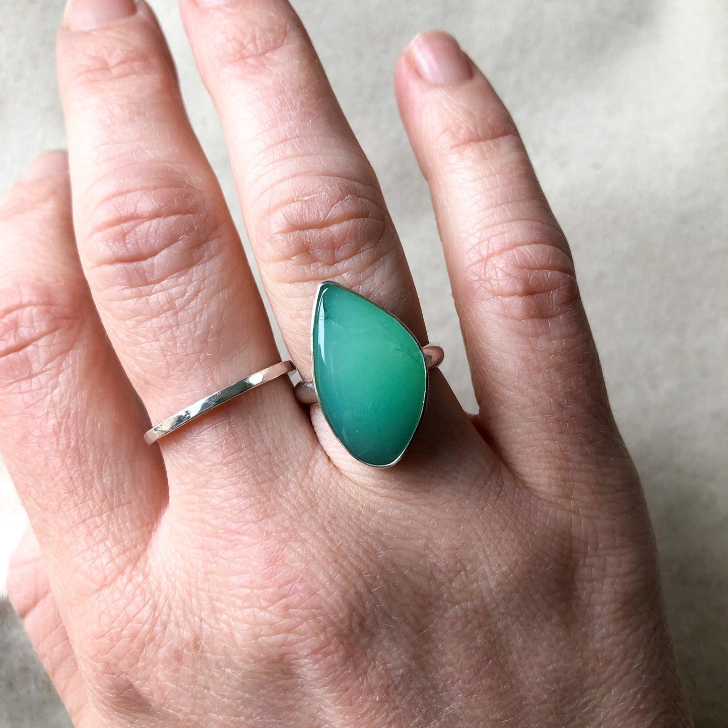 Chrysoprase Ring in Recycled Sterling Silver