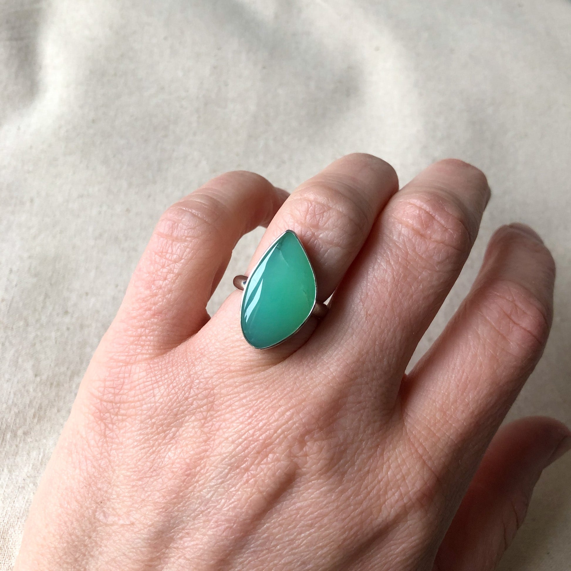 Gemstone Statement Ring Made With Chrysoprase