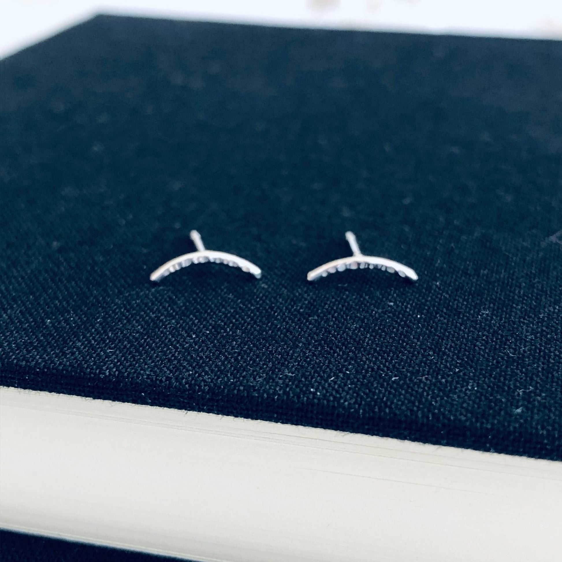 Sterling Silver Stud Earrings With Curved Design 