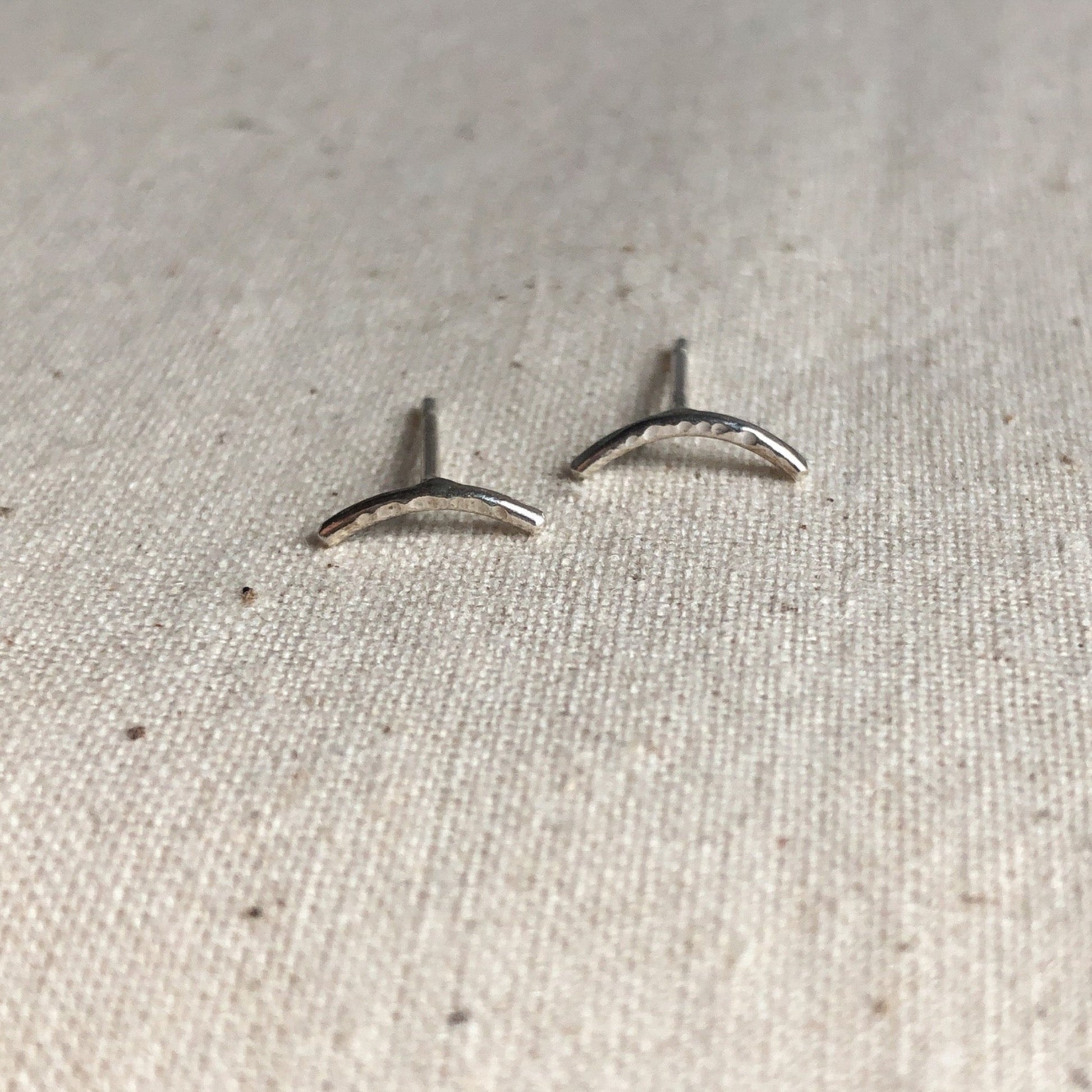 Shimmer Sterling Silver Curved Bar Stud Earrings - Amie Jacobs