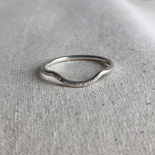 Shimmer Sterling Silver Curved Stacking Ring - Amie Jacobs