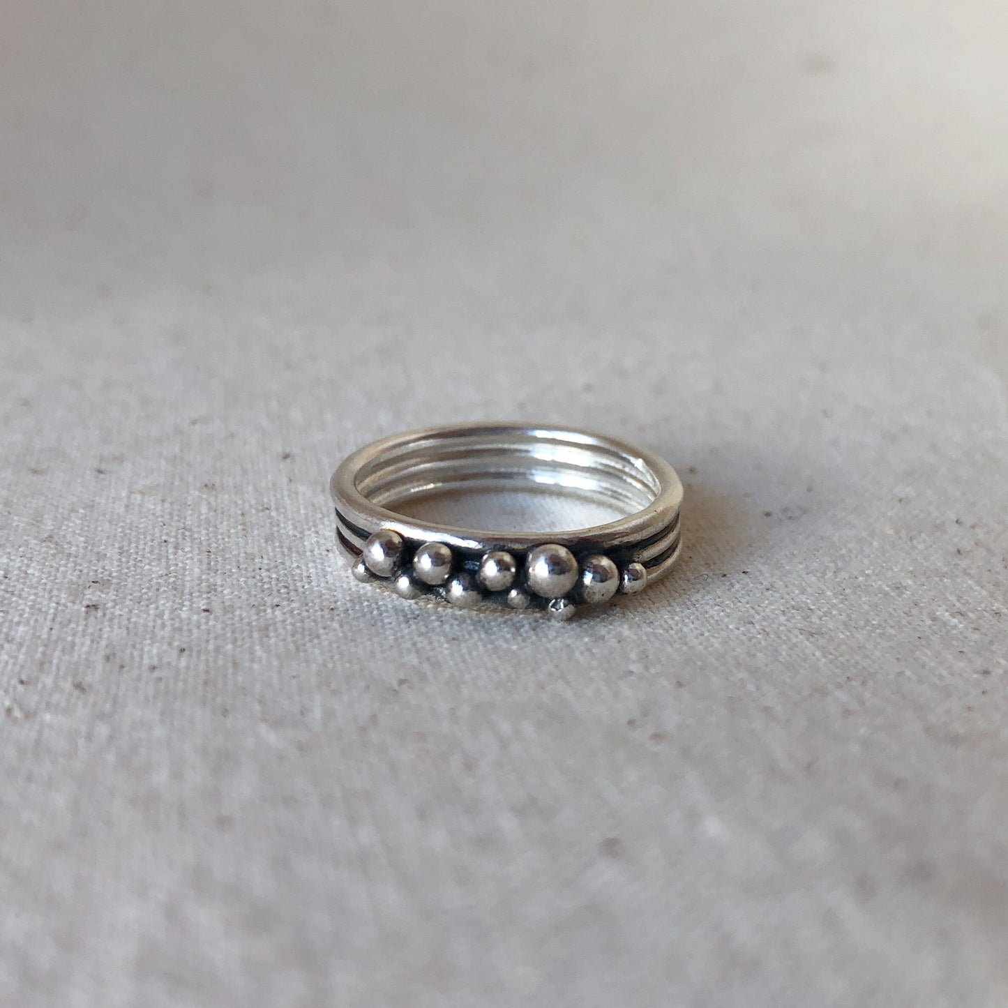 Oxidised Triple Band Silver Ring 