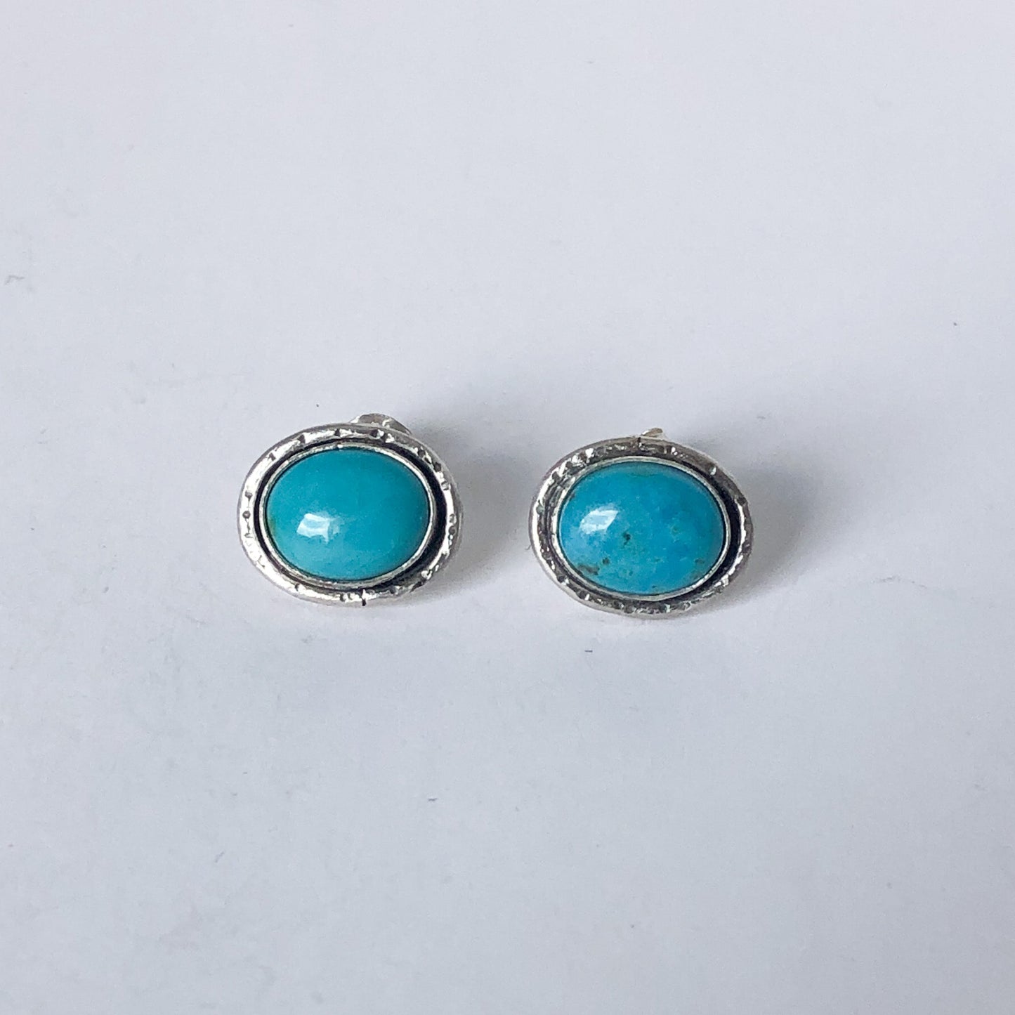 Stud Earrings Made With Recycle Sterling Silver and Turquoise Stones