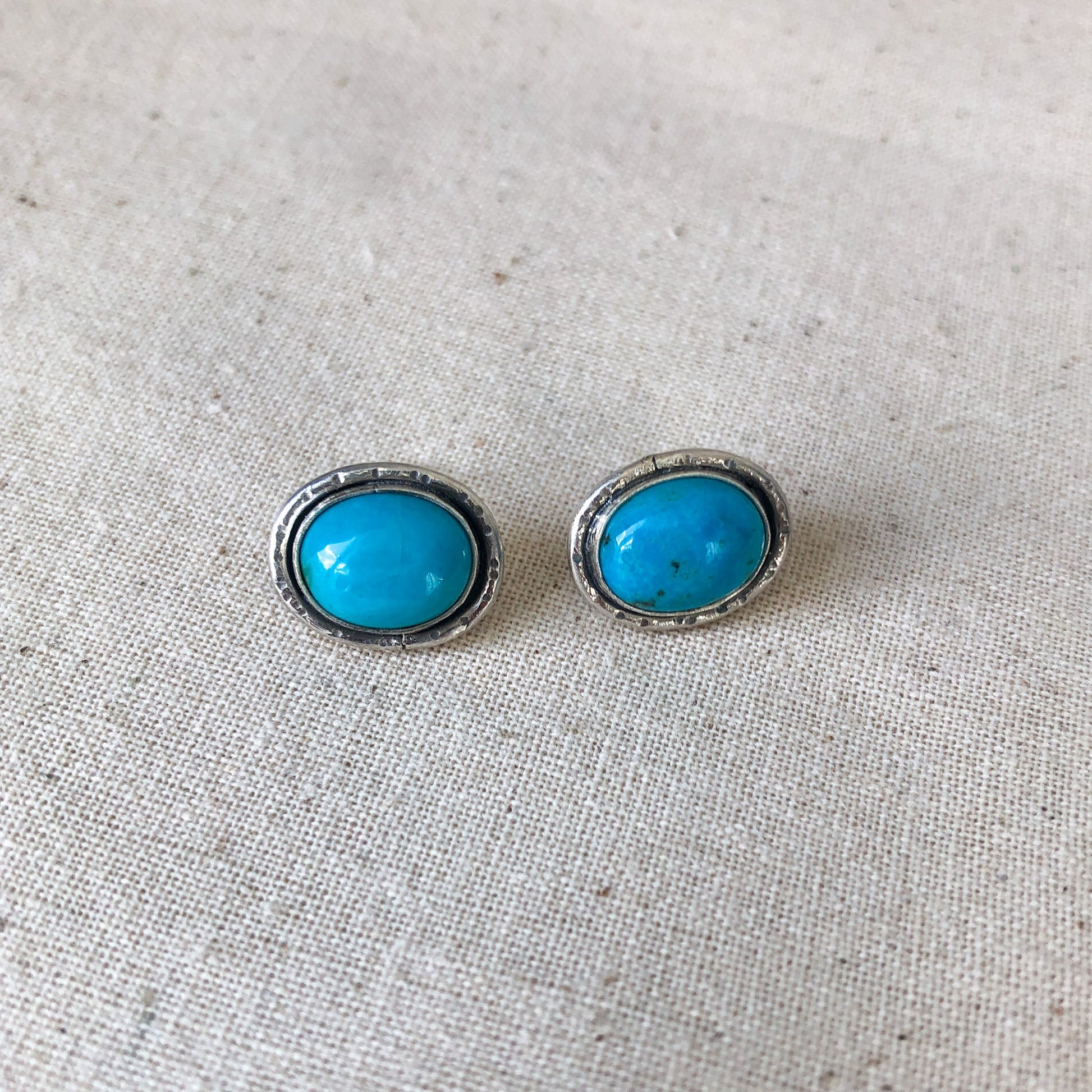 Sterling Silver Stud Earrings With Turquoise Gemstones